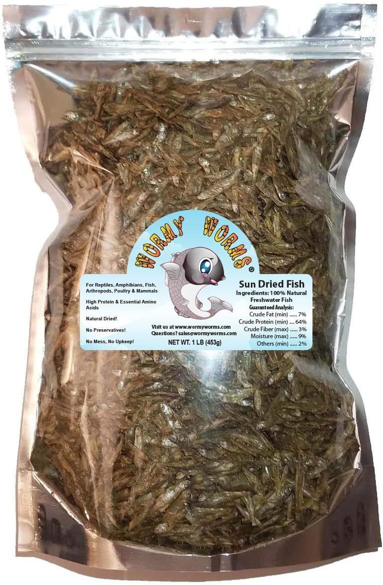 Wormy Worms Dried River Fish for Reptiles Amphibians Fish Birds Poultry Mammals etc (1 LB)