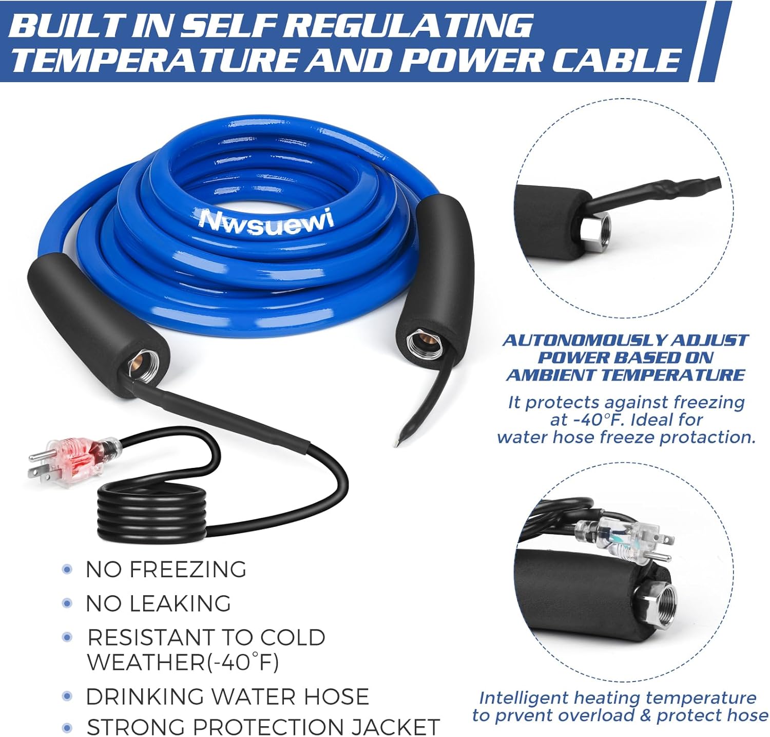 100FT RV Heating Water Hose, Lead and BPA-Free,1/2 Inner Diameter, Anti-Freezing Temperature Drops to -45°F, a Great RV Accessory for Campers, Livestock, and Agriculture (100FT-2)