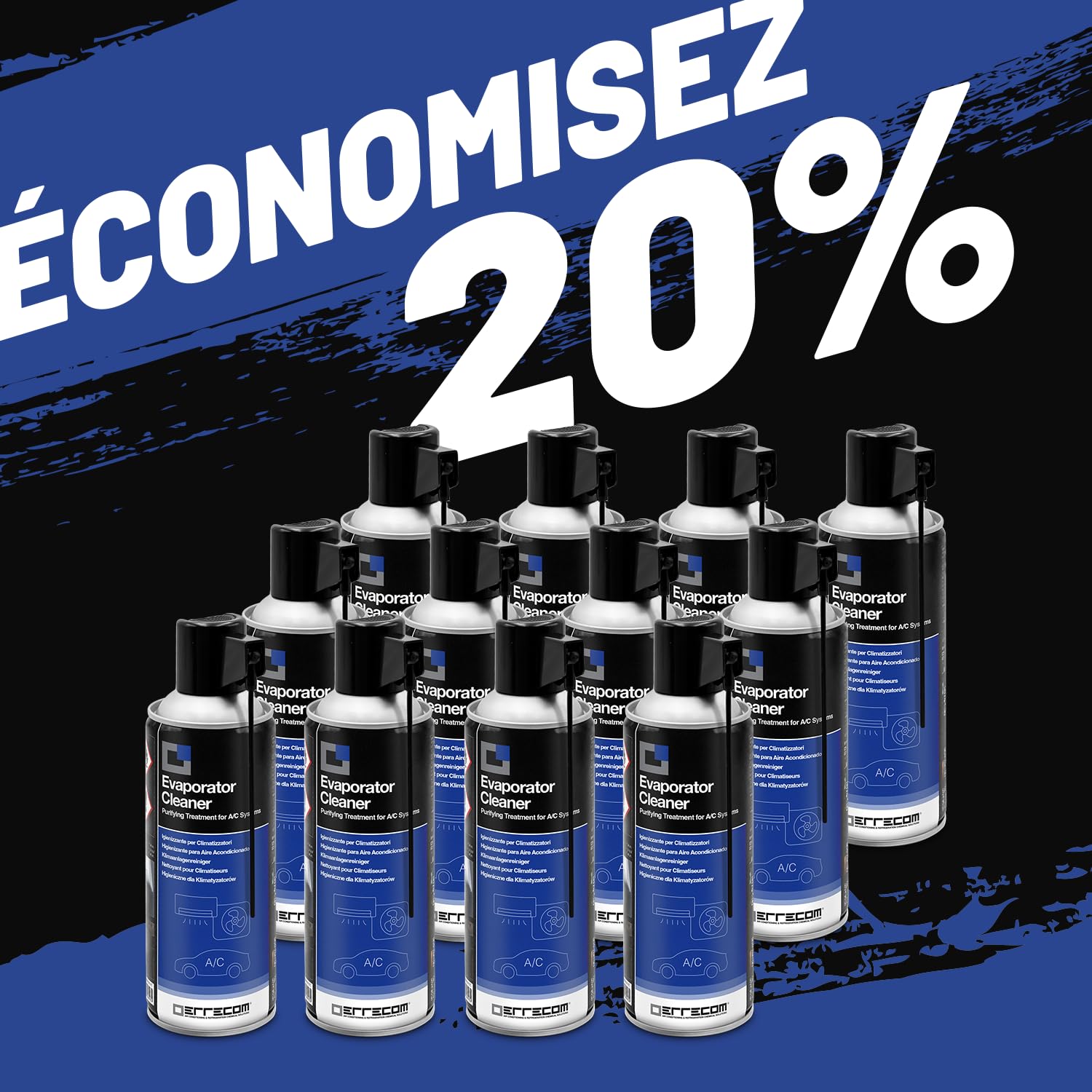 ERRECOM Evaporator Cleaner, Nettoyant en Bouteille Aérosol pour Climatiseurs, 12 x 400 ml