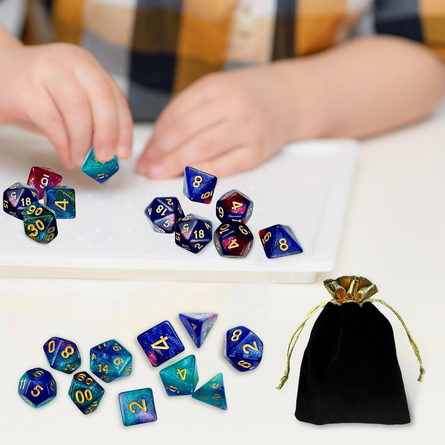 42 Piezas Dados Jdr, Poliédricos Dice, Acrílico, Reutilizable Dados de Juego, Desde Ldéal para Juegos de Compañía Juegos de Sociedad Mazmorras Dragones Juego Mágico (6 Colores)