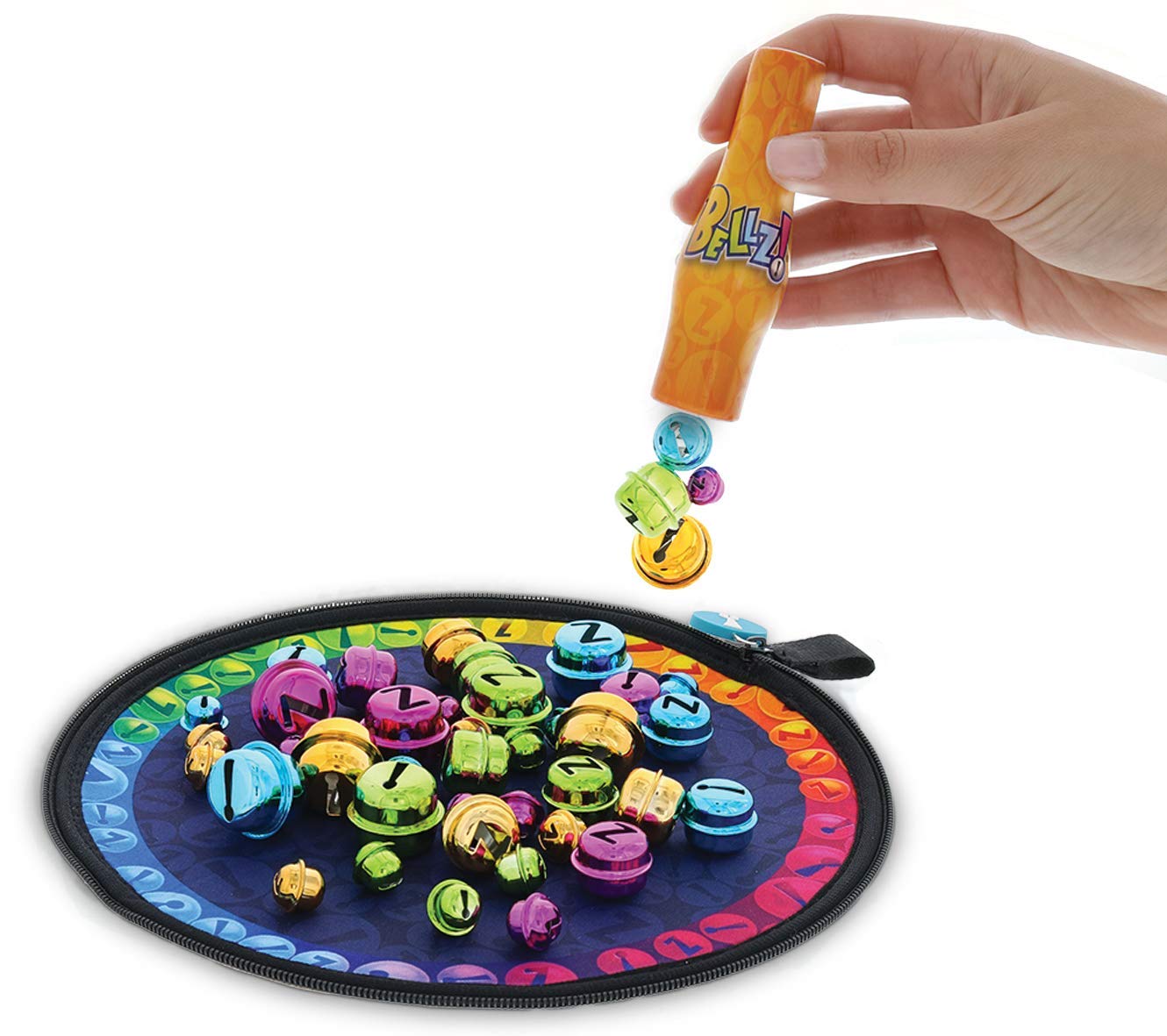 Bellz - Juego de Mesa para niños a Partir de 6 años - Juego de acción y rapidez - Recupera Todos los cascabres - Funda de Transporte se Convierte en la Bandeja del Juego - para Jugar en Familia - 2 a