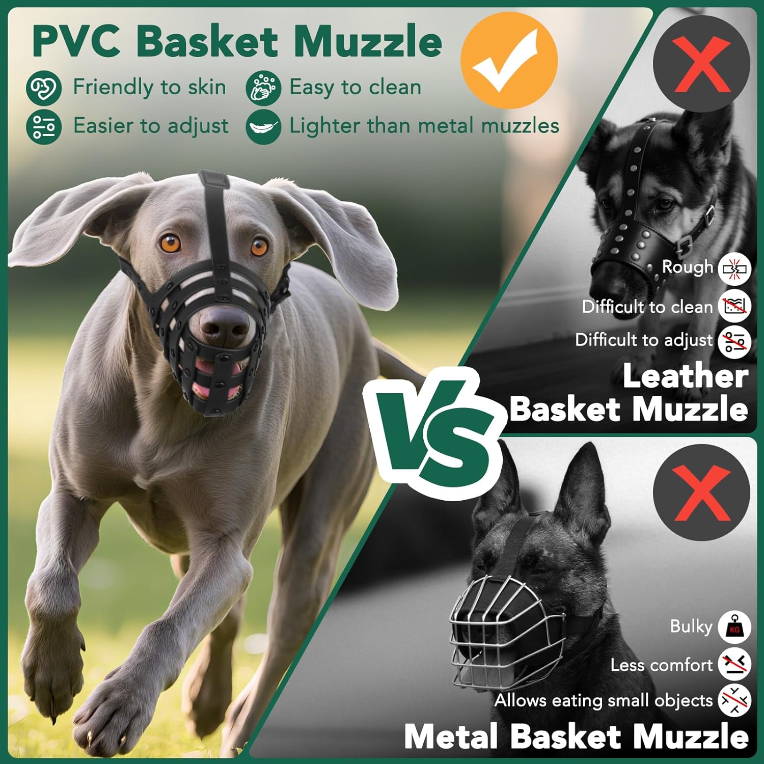 Mayerzon Dog Muzzle for Medium Large Dogs, Humane Basket Muzzle, Soft & Lightweight & Adjustable | Anti Biting Chewing Eating, Suits Training Walks Grooming Vet Visits, Drink & Pant Easily (Black, M)