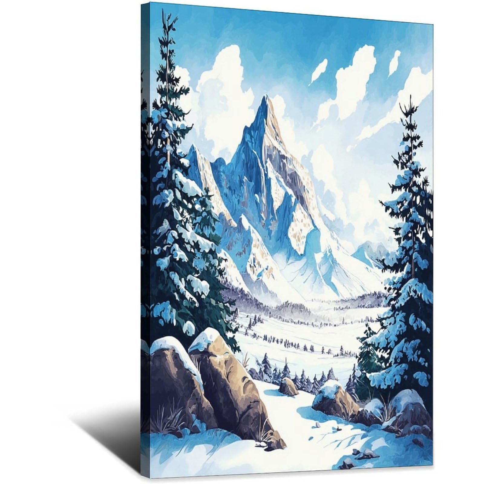 Chamonix Ski Posters 20x30inch(50x75cm) Vintage Watercolor Canvas Art