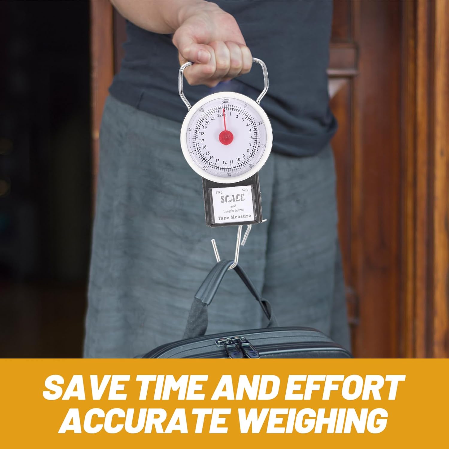 Portable Digital Hanging Luggage Scale Hook 22 Kg White Plastic