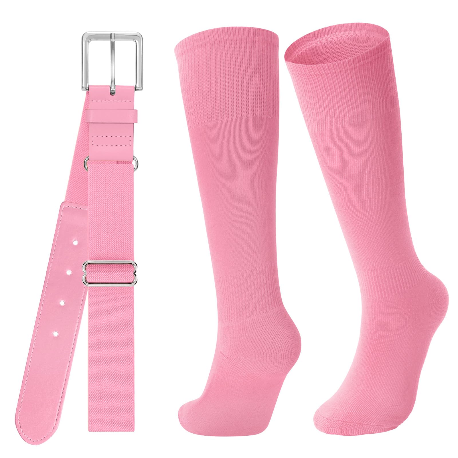 JASGOOD Baseball Socks and Belt for Youth Adult Softball Socks and Belt Combo Elastic Belt for Men