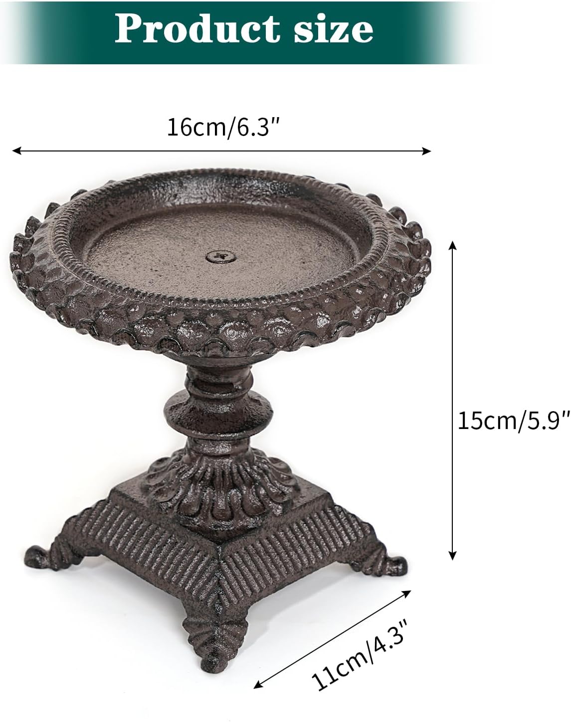 Sungmor Cast Iron Candle Holder - Rustic Style Decorative Pillar Candle Holders, Center Pieces Decoration for Table, Modern Farmhouse French Country Decor, 6.5" Candle Stand Fits Multi-Size Candles - Image 6