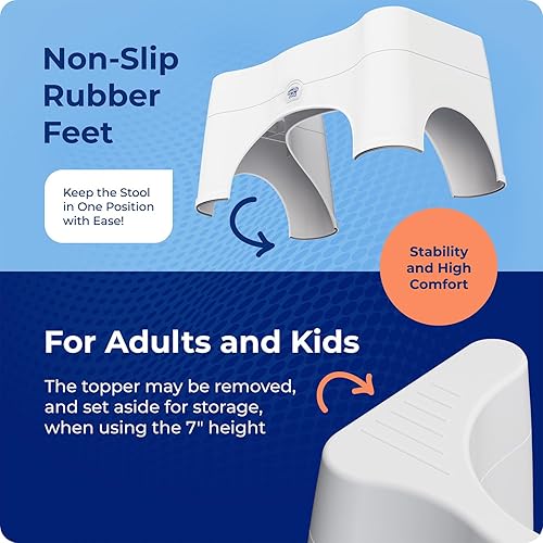 Miniatura 7 de Squatty Potty The Original - Taburete de inodoro para baño ajustable 20 convertible a 7 o 9 pulgadas de altura con cubrecolchón extraíble para