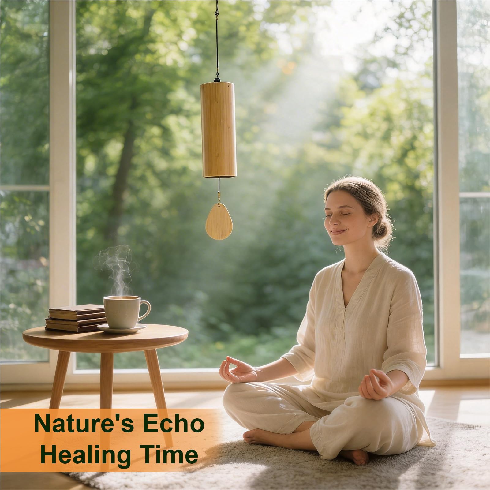 Scacciaspiriti a vento in bambù giapponese, per esterni, da appendere, in bambù naturale, per meditazione e emozioni rilassanti, yoga, meditazione, giardino, ecc