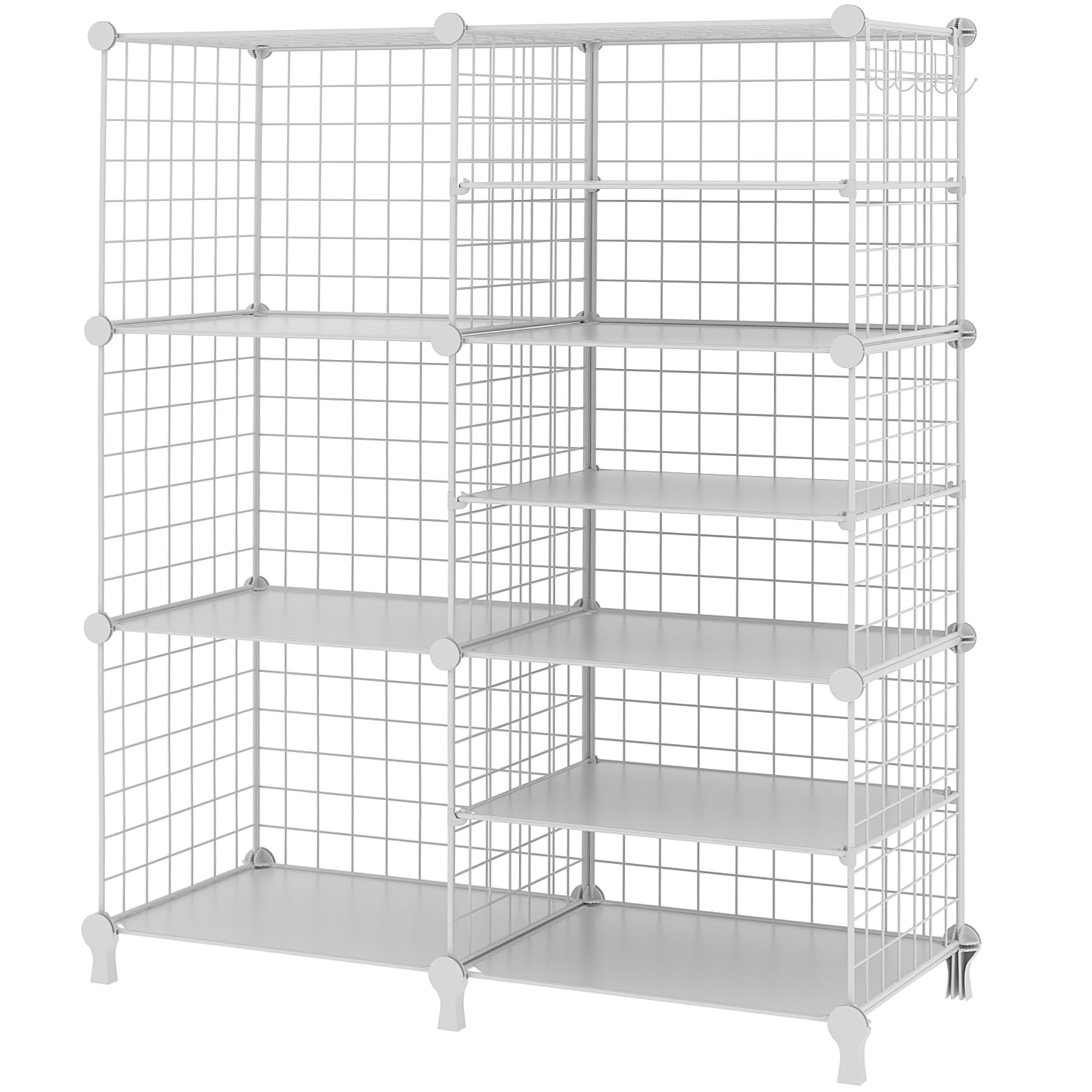 AWTATOS Closet Organizer Wire 6 Cube Storage Shelves Clothes Organizer Stackable for Closet Bedroom Living Room Office White