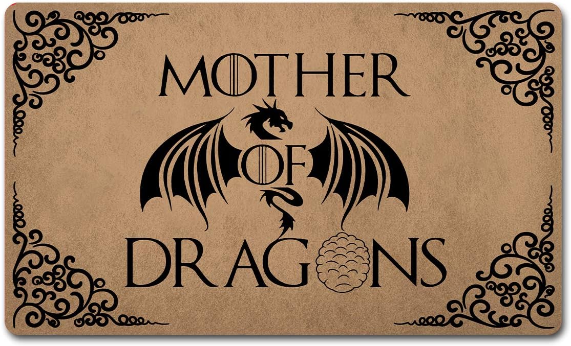 CLZ Mat Welcome Mats Colorful Funny Doormats for Entrance Way Anti-Slip Rubber mats for Front Door Kitchen Rugs and Mats 18"(L) x 30"(W) (Mother of Dragon Game of Thrones)
