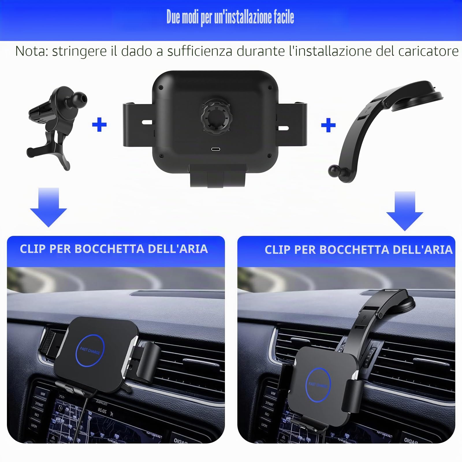 Supporto per cellulare da 15 W, Dual Coils, per Samsung Z Fold 7/6 5/4/3, intelligente senza fili, per prese d'aria, cruscotto, per Samsung Galaxy Z Fold7/6/5/4/3/2