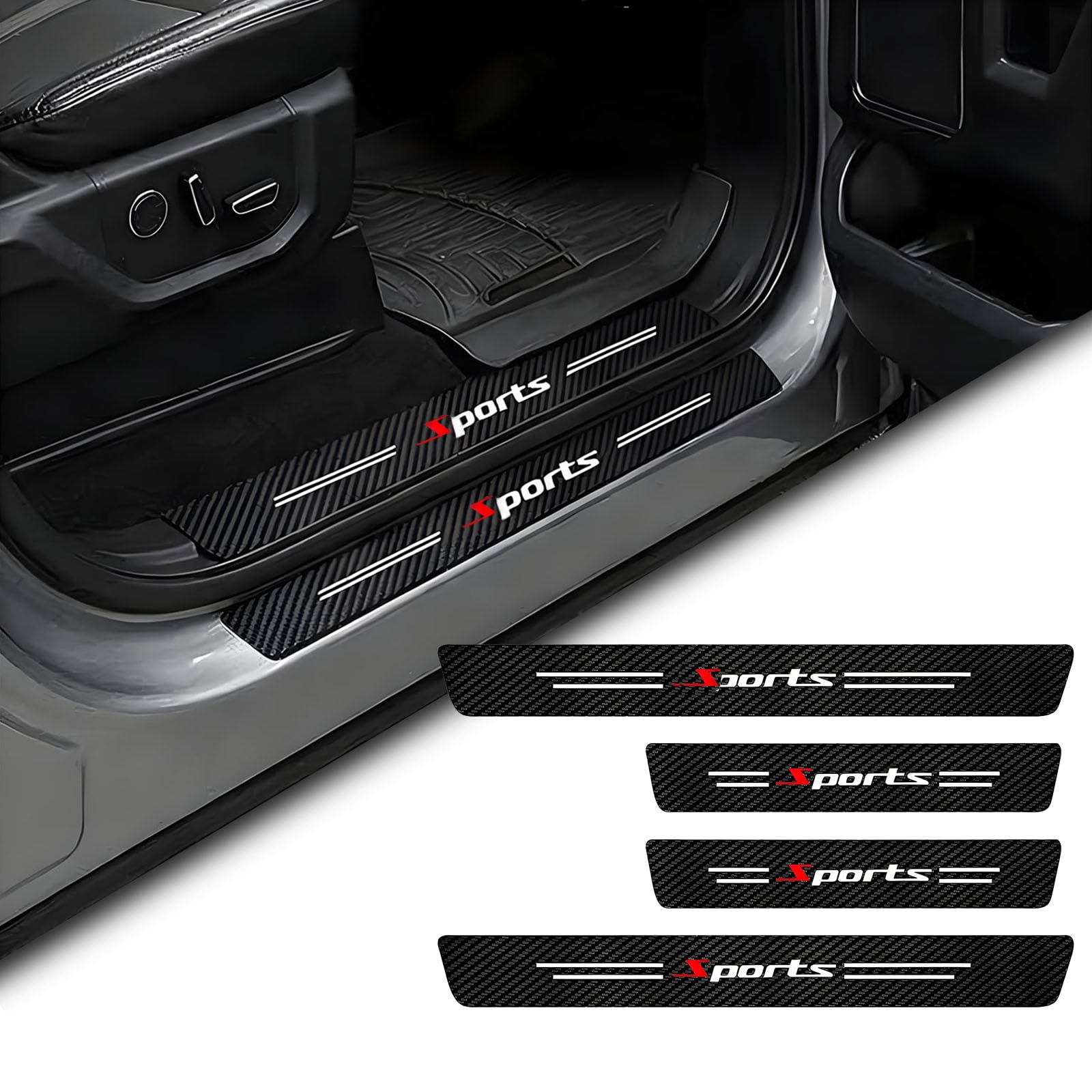 Tryagat 4 Pcs Car Door Sill Protector Guard for BMW iX3 (NA5) 2026, Anti-Slip Waterproof Wear-Resistant Carbon Fiber Texture Door Entry Scuff Plate Trim
