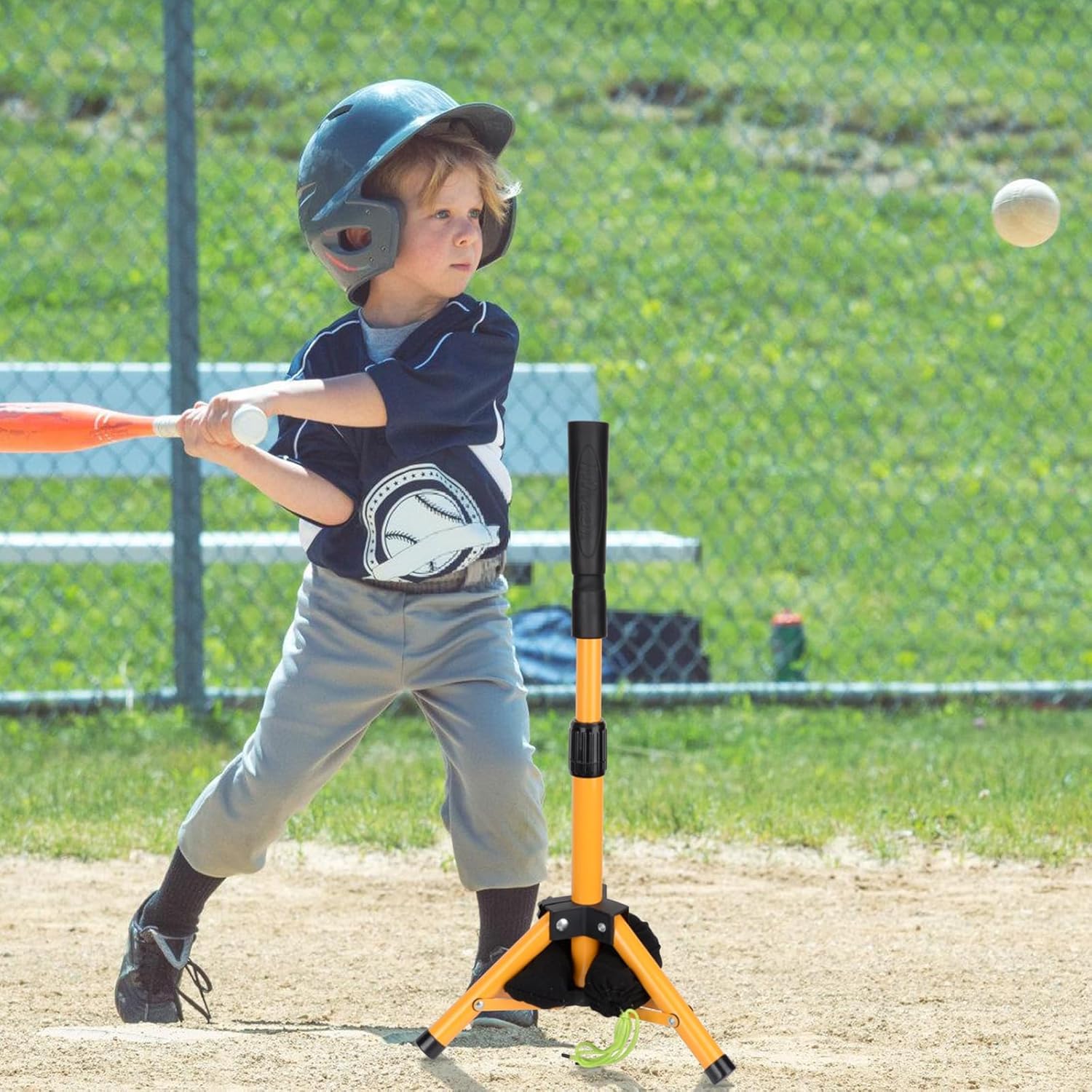 BOOSTEADY Baseball Batting Tee Portable, Hauteur Réglable Trépied de Softball, Tee de Frappe de Baseball Pliable, Tees d'Entraînement de Base-Ball avec Sac de Transport