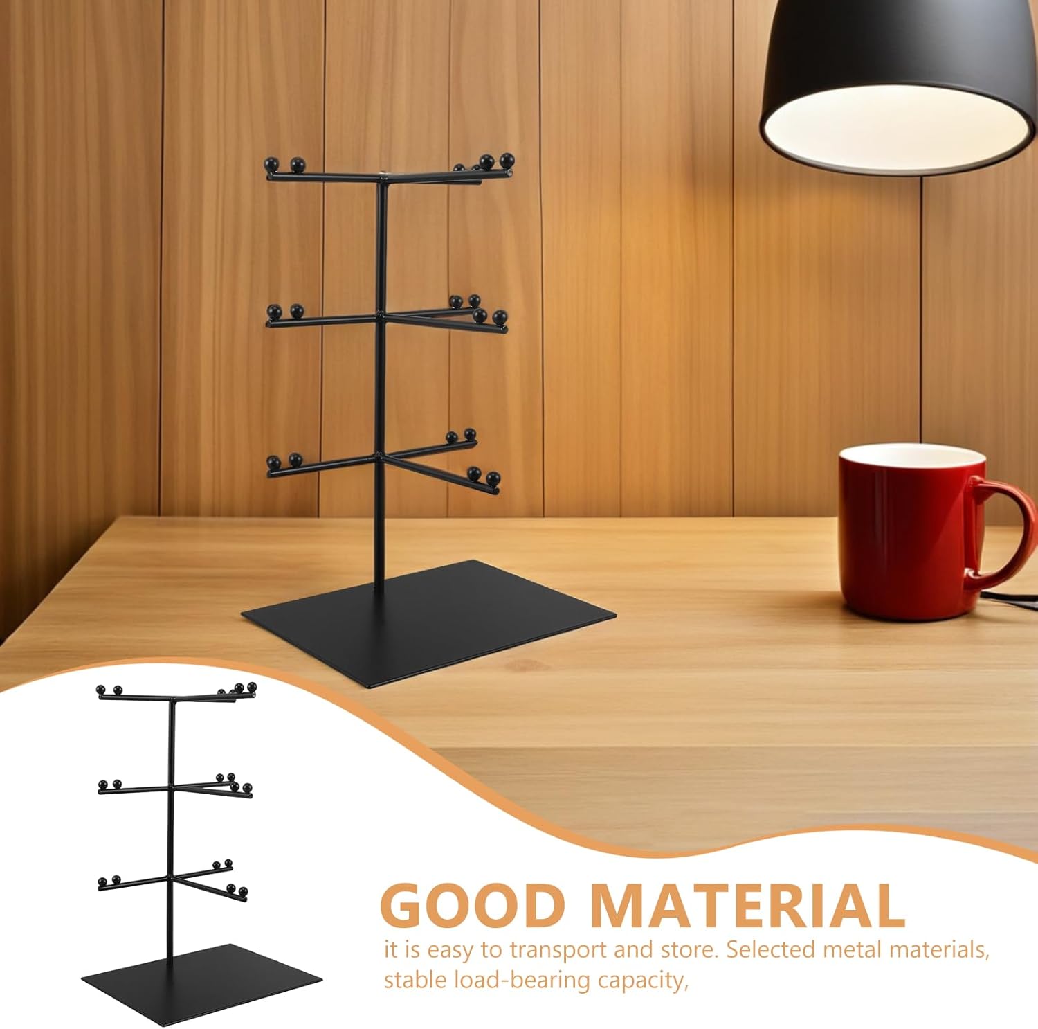 DOITOOL Metal 3-layer Sunglasses Display Stand Organizer Rack, Eyewear Rack Holder for Retail Stores and Home Use, Black Multi-tier Eyeglass Display Shelf for Sunglasses Storage
