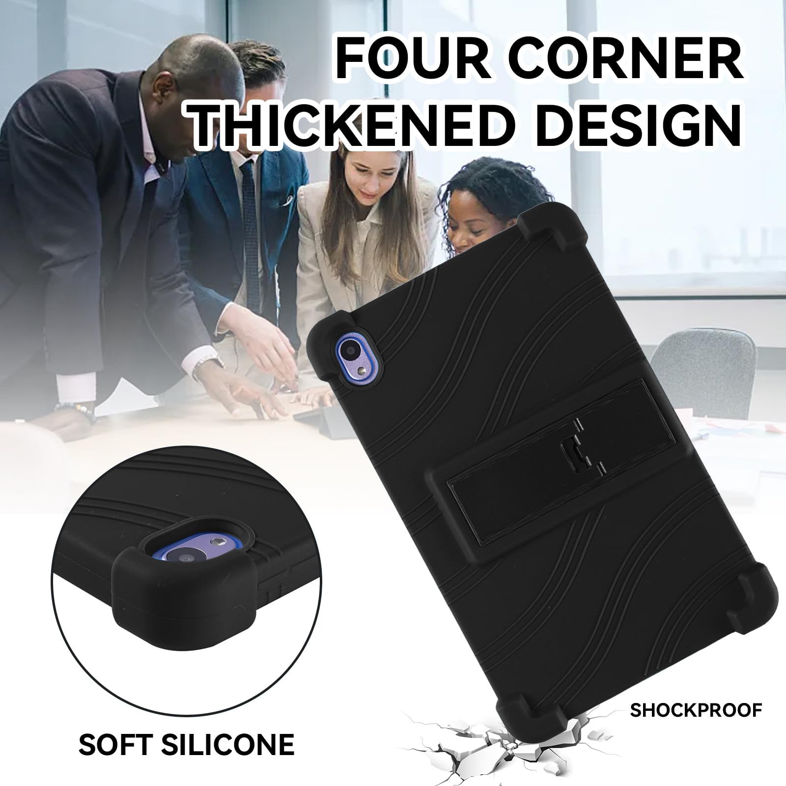 ONN - Funda para tablet infantil Gen 4 de 8 pulgadas, funda de silicona suave a prueba de golpes con soporte para tablet ONN Surf de 8 pulgadas de 4ª generación para niños (modelo: 100135923) (negro)