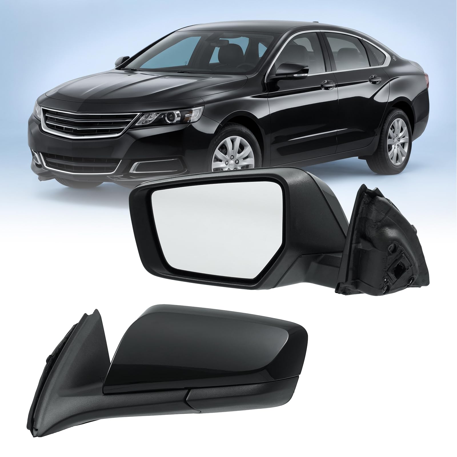 Driver Side Mirror For 2014-2019 Chevy Impala(3P Glossy Black)