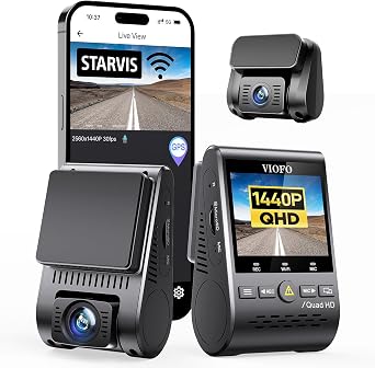 VIOFO Dual Dash Cam, 2K 1440P 60fps+1080P 30fps Front and Rear Dash Camera with Wi-Fi GPS, Parking Mode, Emergency Recording, Super Capacitor, Motion Detection A129 Plus Duo