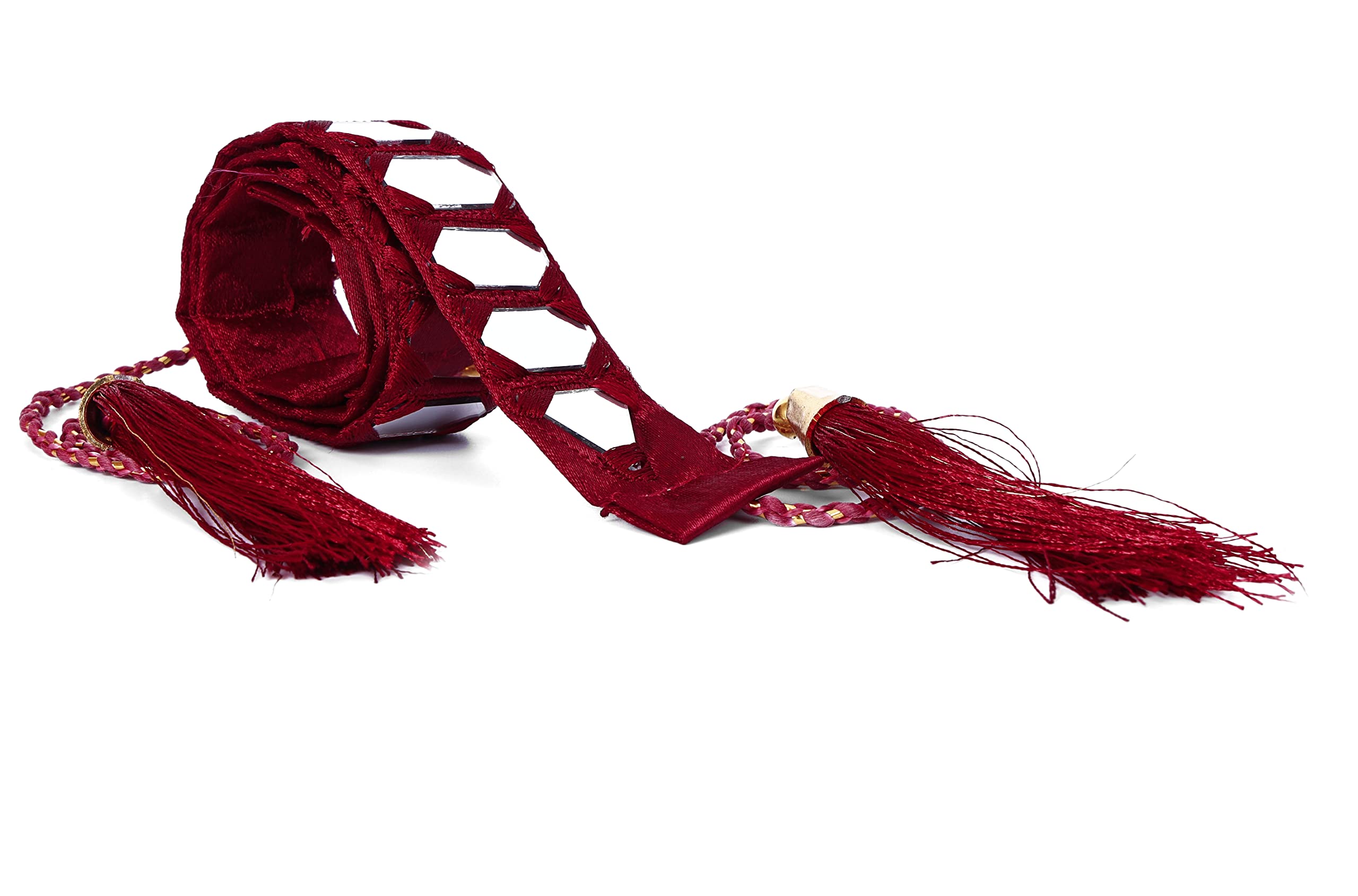 SPARSHMART New Without Latkan Mirror Work Cloth Fashion Kamarband For Women & Girls (Waist Belt and Belly Chain) (Maroon) (B0C1CWLDVX) Amazon Price History, Amazon Price Tracker