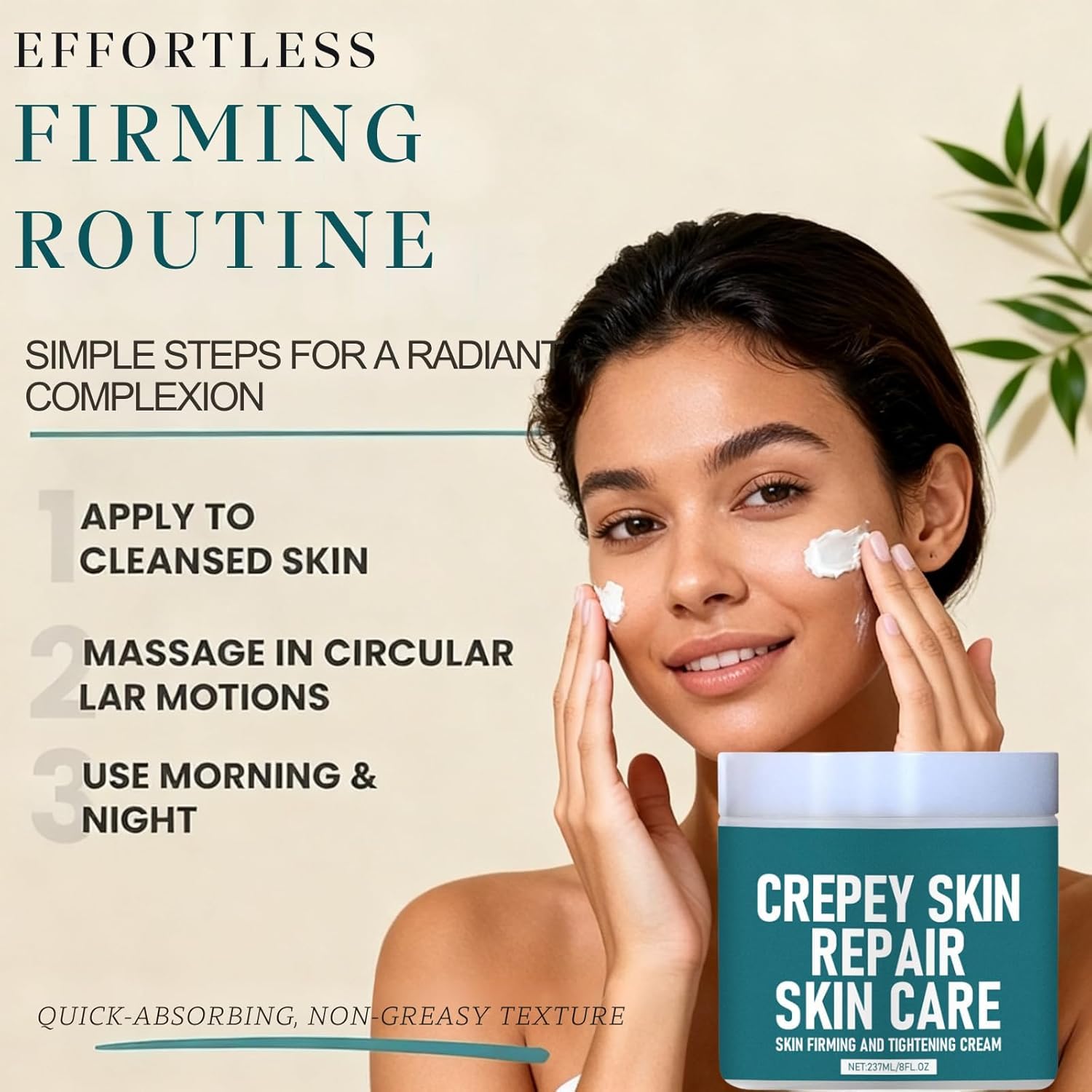 Crema reafirmante y reparadora: reduce las líneas de expresión, suaviza la textura de la piel y reafirma el rostro; de rápida absorción y apta para todo tipo de piel.