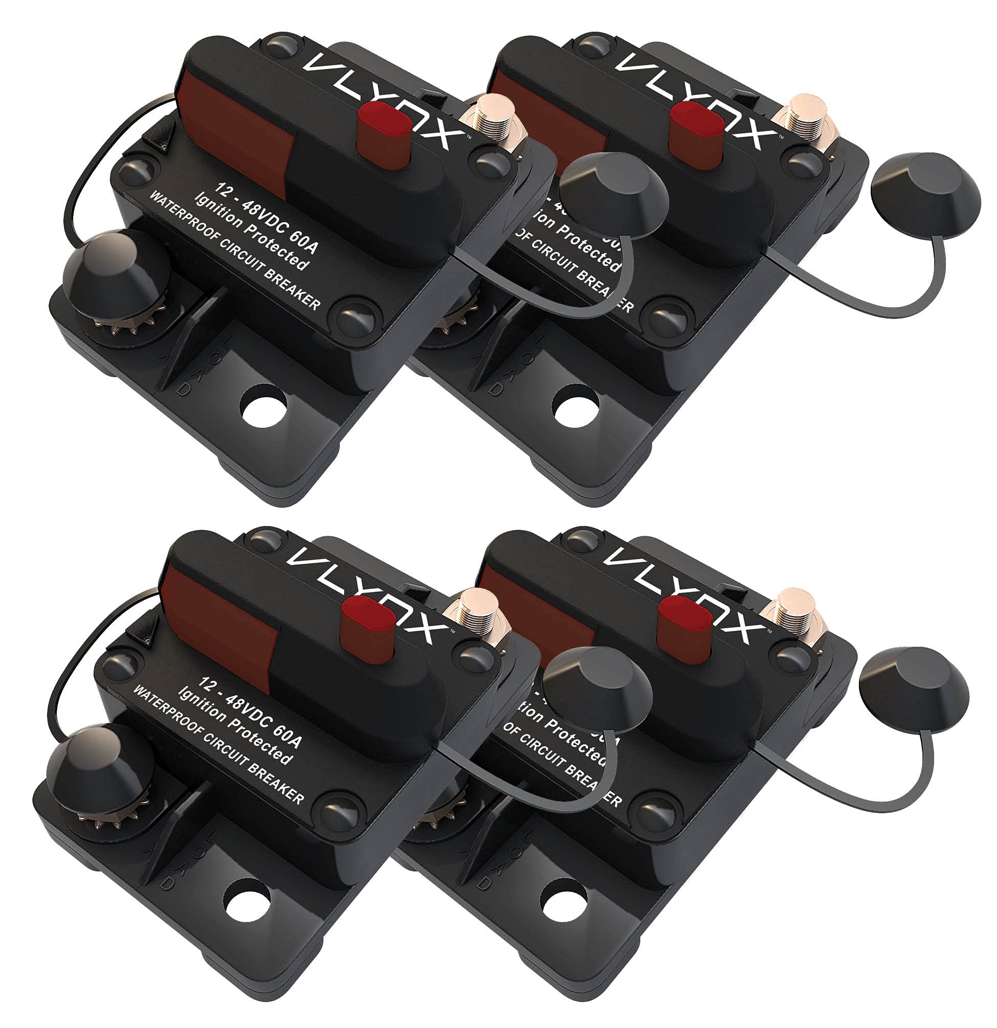 VLYNX QTY4 VCB60 12V-48VDC 60 Amp Resettable PLOWS AND SPREADERS Circuit Breaker