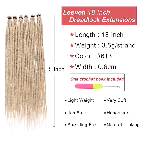 Miniatura 120 de Leeven Extensiones de rastas grises de 40 hebras, de 18 pulgadas, hechas a mano, suaves, de 0.2 in de ancho, extensiones de cabello sintético