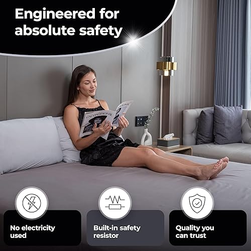 Miniatura 8 de Silvery Sábanas de cama con infusión de plata  Sábana bajera ajustable de tierra suave y sedosa con cable de conexión a tierra y guía  90% lyocell