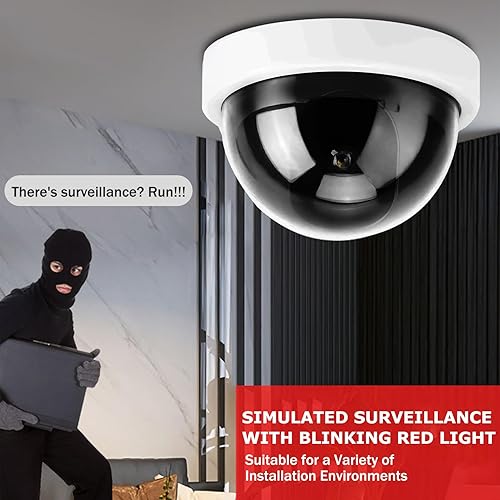Miniatura 2 de Paquete de 4 cámaras falsas para el hogar, cámara de seguridad falsa con luz LED intermitente, cámara de cúpula CCTV, cámaras de seguridad, cámara