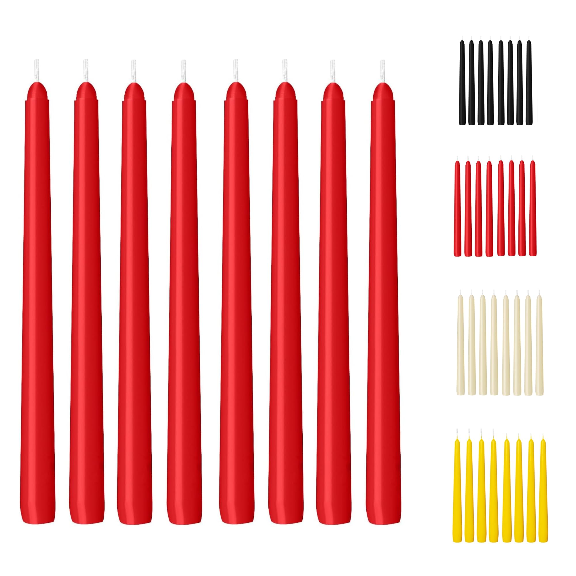 Tall Taper Candles (Pack of 10) - شموع طويلة Unscented Dinner Long Candles - Paraffin Wax with Cotton Wicks Long Burning Candle (Red)
