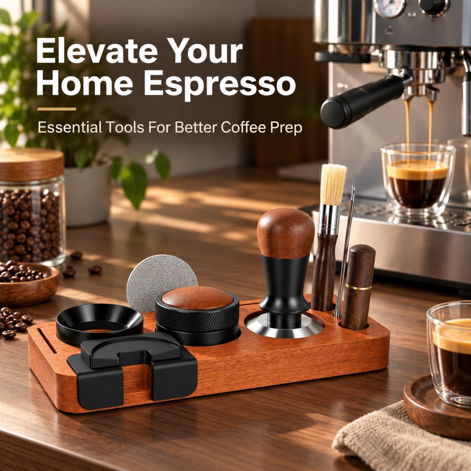 51 mm Espresso Tamper Set, Federbelastet mit Tamping Station (51MM)