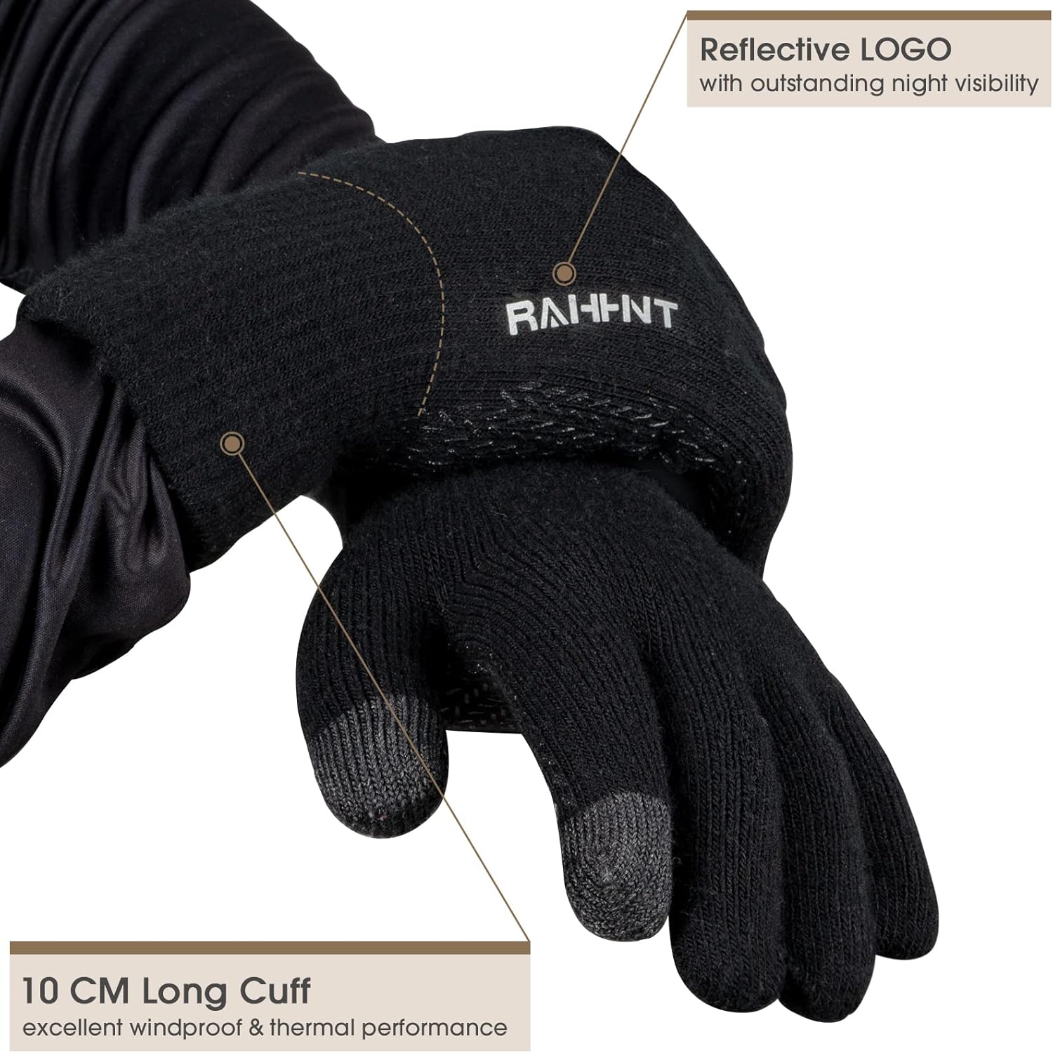 Rahhint Wool Winter Gloves Men Women Fleece lined Knit Gloves with Touchscreen Fingers Insulated Gloves Keep Hand Warm Gift - Image 7