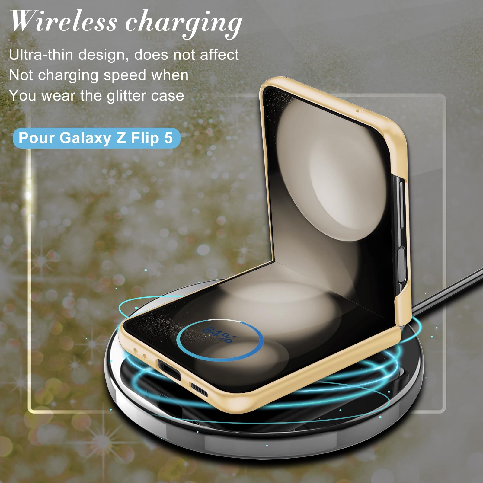 Z Flip 5 - Funda delgada con purpurina para Galaxy Z Flip 5, funda delgada de TPU con diamantes brillantes, carcasa de protección a prueba de golpes para Samsung Galaxy Z Flip 5, funda suave 5G/6.7