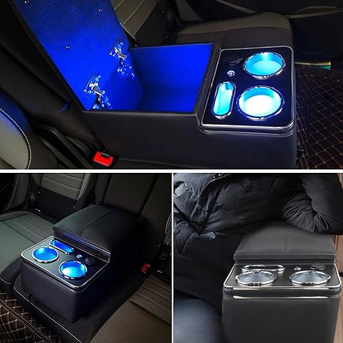 Miniatura 6 de Organizador de consola central mejorado con soporte para tazas y soporte para teléfono para automóvil, camioneta y camión, cabina de suelo, asiento