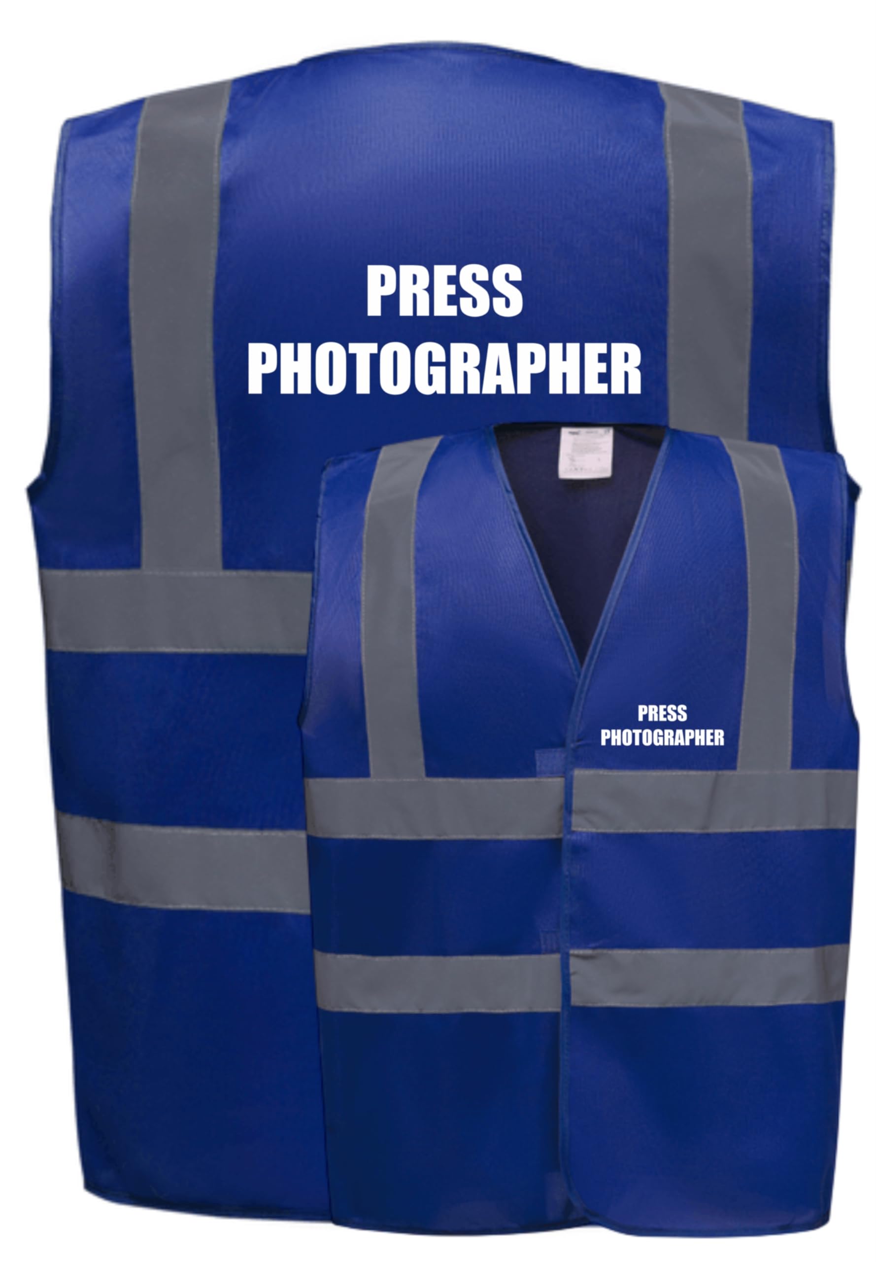 BLUE Hi Vis vest PRESS PHOTOGRAPHER Vest Waistcoat Safety Vest XX-Large