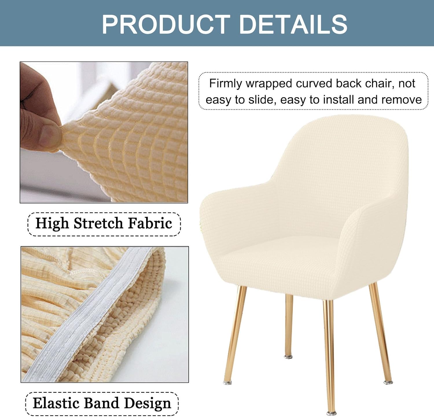 Chair Cover with Elastic Armrests, Removable Dining Chair Cover Soft Spandex Slipcover Office Back Chairs Washable-Wine Red-4 Piece(Rose,6 pièce)