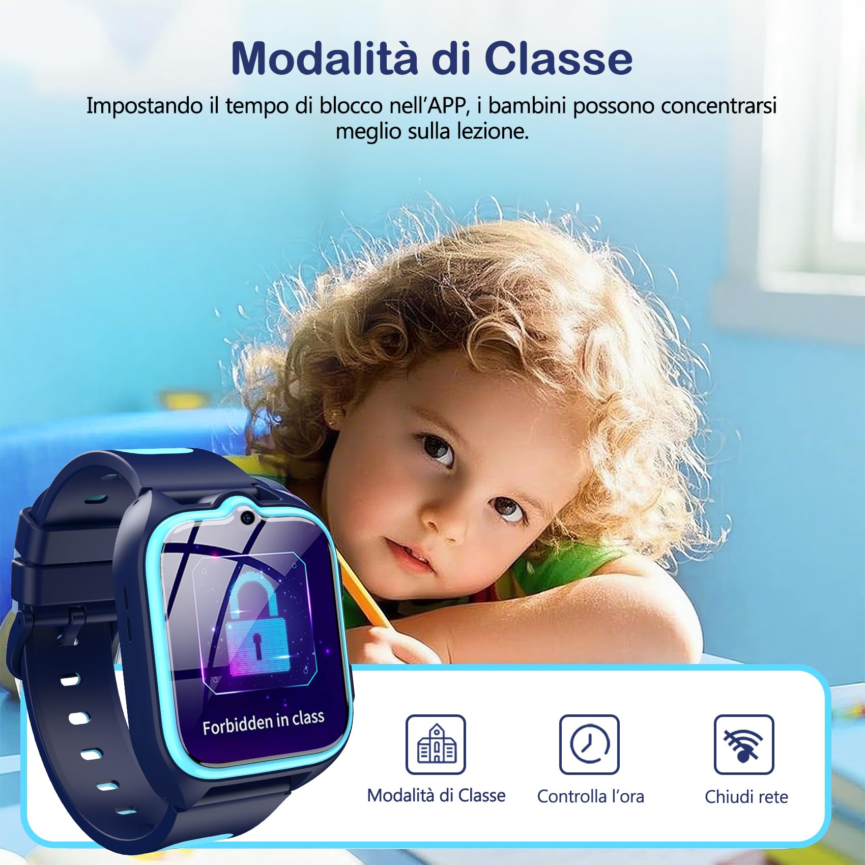 IOWODO Smartwatch Bambini 4G, Orologio Localizzatore GPS con Chiamata Video, Funzione SOS, Telecamera, Giochi Educativi, Batteria 800mAh, Impermeabile, Regalo per Ragazzi e Bambine