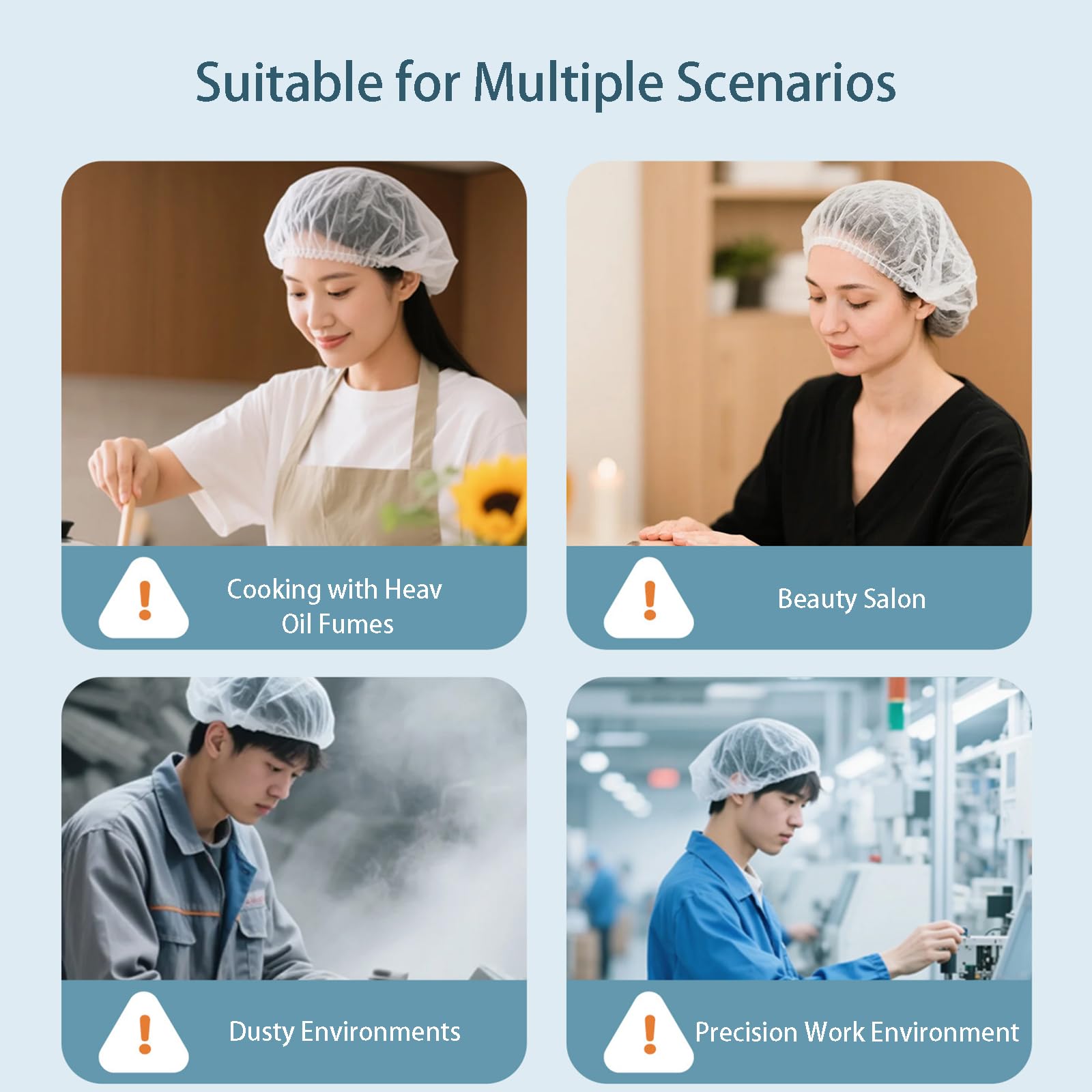 Gorro para el Cabello Desechable Cubiertas para el Cabello Tela No Tejida Transpirable para Trabajadores de Alimentos Cocina Laboratorios Salón de Belleza-Blue||2000pcs