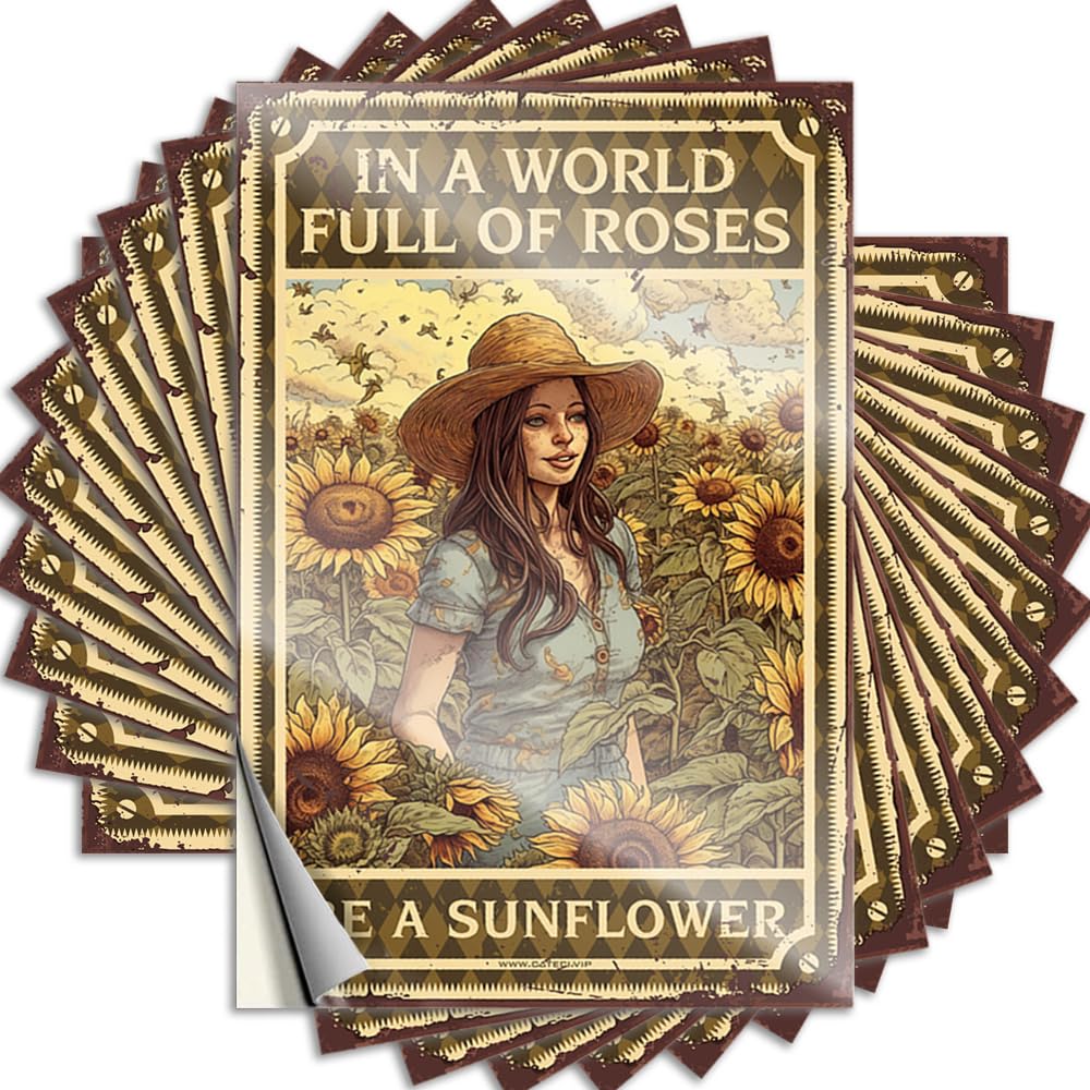 Label Vinyl Waterproof Durable Man Cave for in A World Full of Roses Be Sunflower Long Lasting Funny Signs(12X18CM-6Pcs)