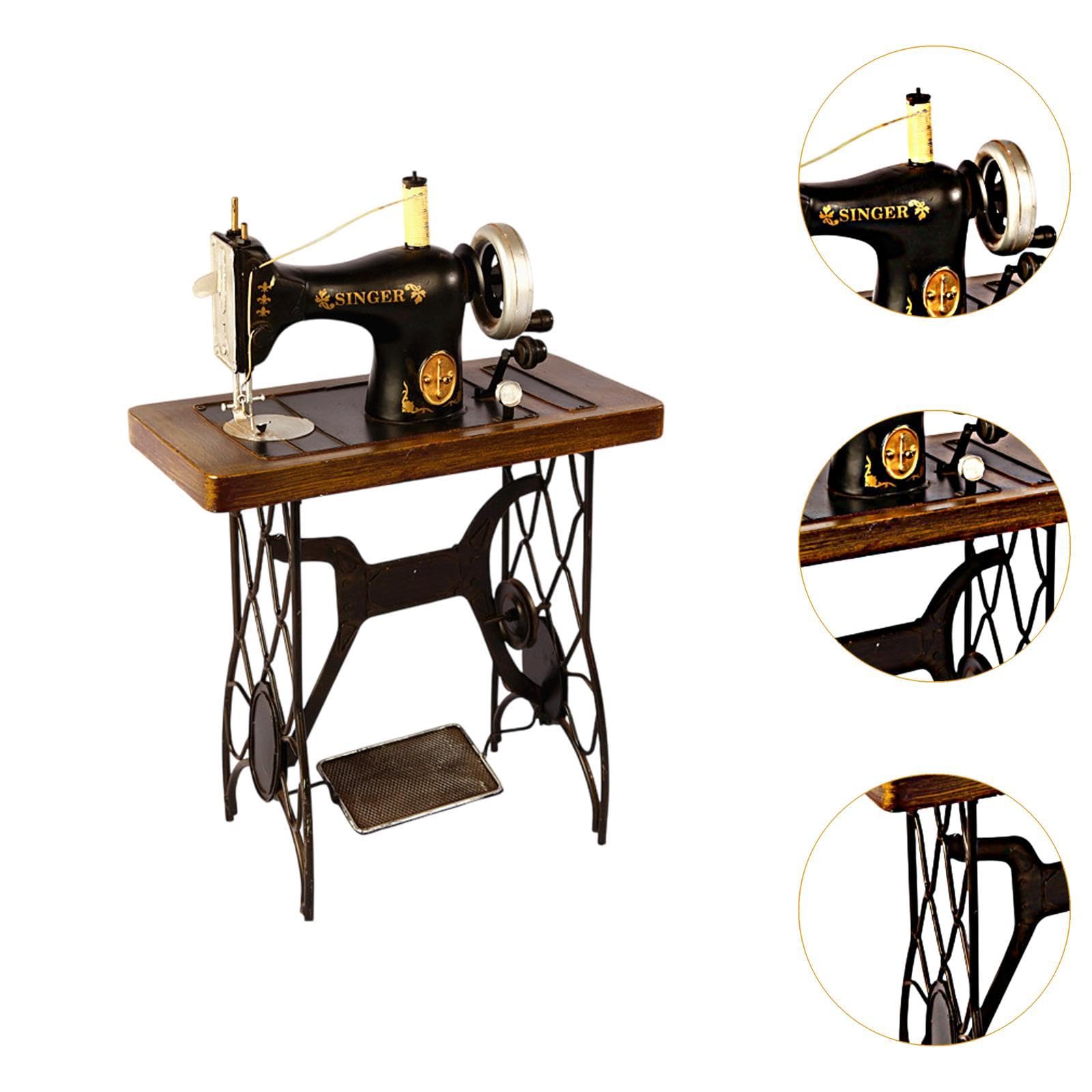 Escultura de Máquina de Coser Antigua, de Hojalata, Adorno Retro de Máquina de Coser, Figura para Estantería de Tienda de Ropa, Cafetería O Tienda, Style D, Individual