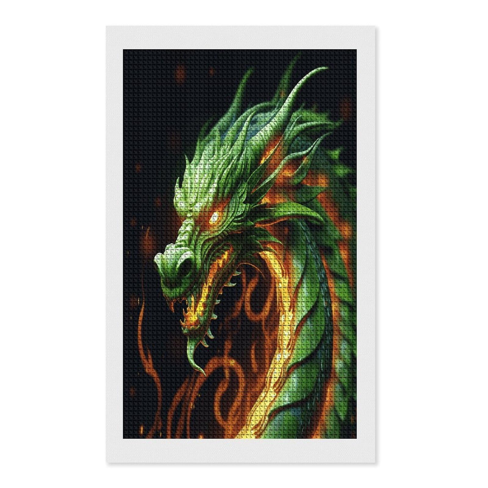 FodPand Chinese Dragon Diamond Painting Kit for Beginner Fun 5D DIY Crafts for Adults Diamond Art Kits Square Diamond Art Canvas Painting Gem Art Crafts for Home Wall Decor 12"x20"