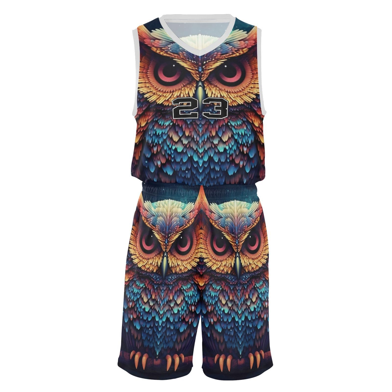 FLildon Tree Owl at Night Boys Basketball Jersey Set Tank Top Shorts Tracksuit Sport Training Suit for Kids, L