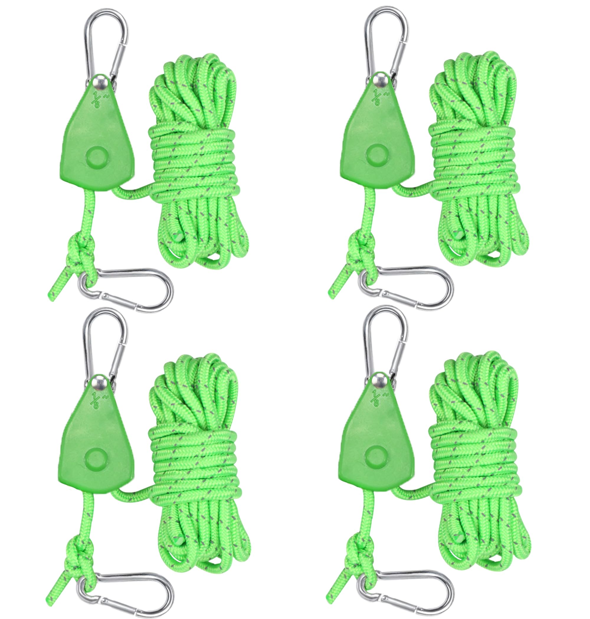 Pack of 4 Adjustable Rope Ratchet, Guy Ropes with Rope Tensioner, Alluring Ratchet Hanger, Reflective Lightweight Guy Rope