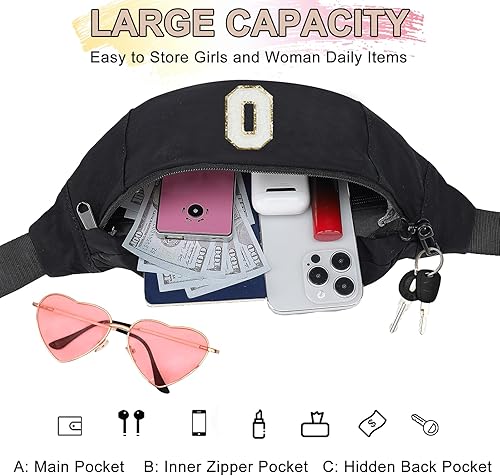 Miniatura 104 de MAXTOP - Cangurera cruzada grande con 4 bolsillos con cremallera, ideal para eventos deportivos, festivales, entrenamiento, viajes, correr y uso