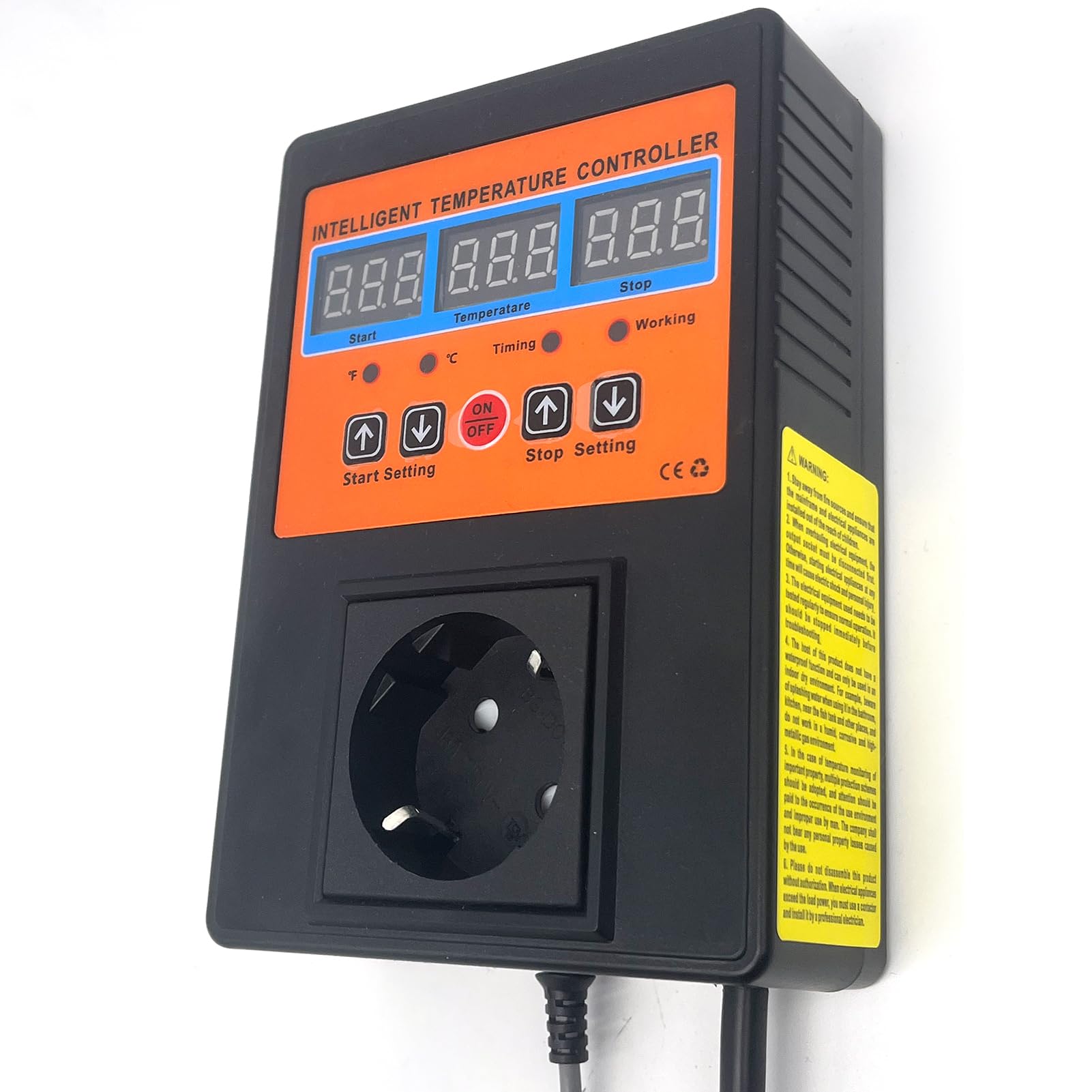 Digital Temperaturregler 230V Thermostat Digital Wasserdicht & Hitzebeständig Speicherfunktion bei Stromausfall 2m Sensorsonde -20°C ~ 120°C Geeignet für Aquarien,Inkubation,Kultivierung