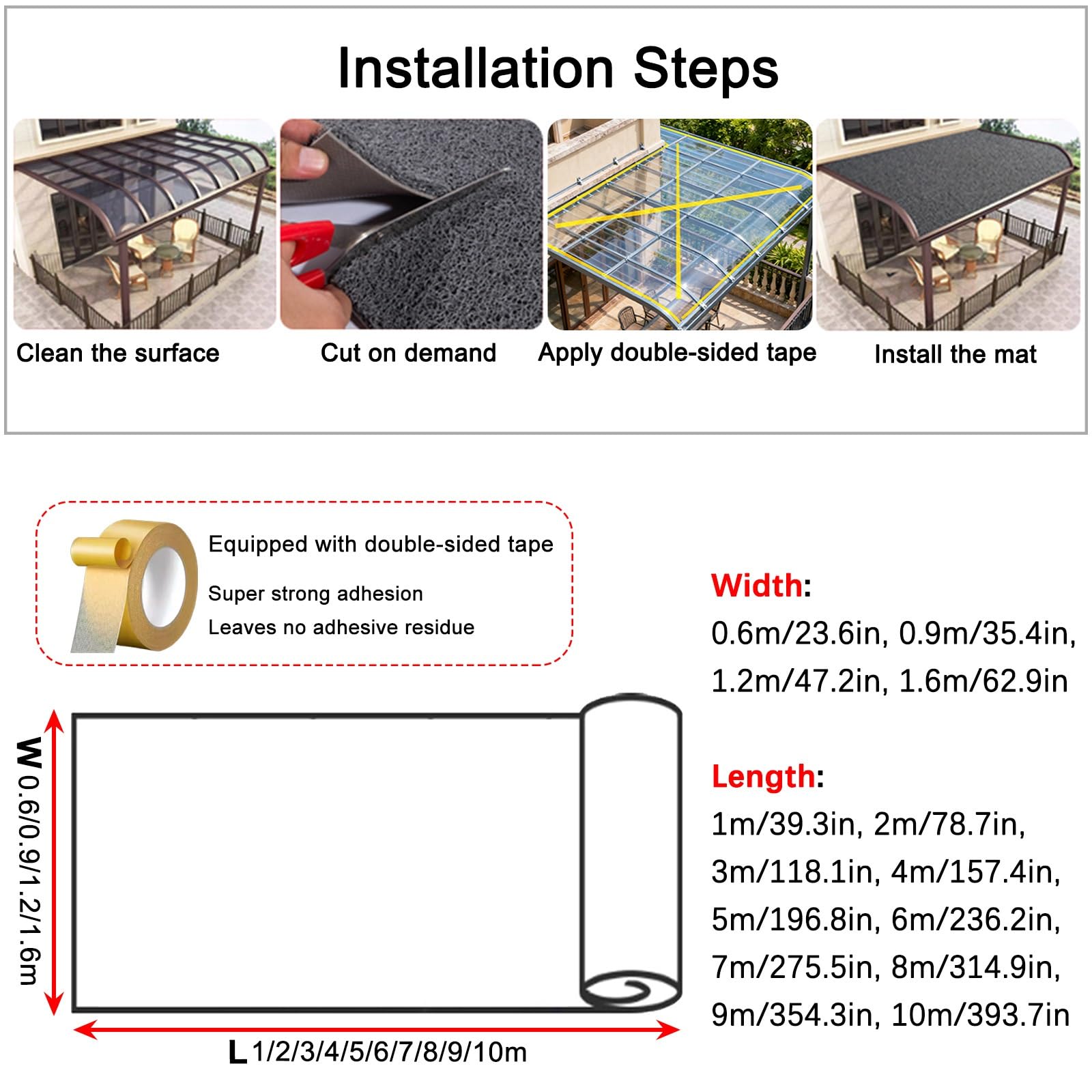 Panel Aislamiento Acústico para Lluvia, para Aire Acondicionado y Techo Metálico, Alfombrilla Antiruido para La Lluvia, Reduce El Sonido De Las Gotas en Toldos y Techos(Gray,0.6x2m(23.6x78.7in))