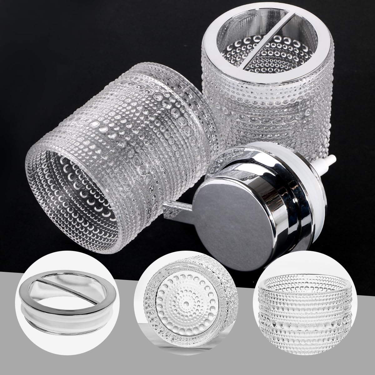 Juego de accesorios de baño, soporte de vidrio para cepillos de dientes y dispensador de jabón para baños, dispensador de jabón de manos espumoso, soporte para cepillo de dientes y pasta de