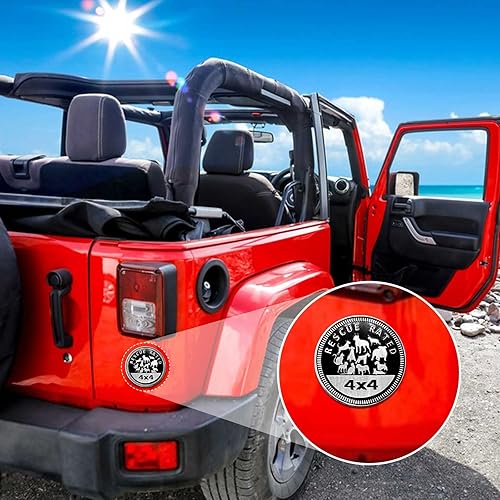Miniatura 4 de Emblema de rescate para automóvil, 4 x 4, calcomanías de metal 3D, calcomanías redondas de metal 3D, compatibles con vehículos Jeep Wrangler,