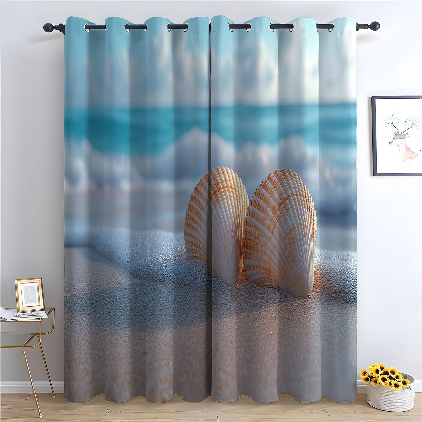 Rideau de fenêtre JOSUE Océan minimaliste en polyester cuisine isolation thermique 215x100 cm