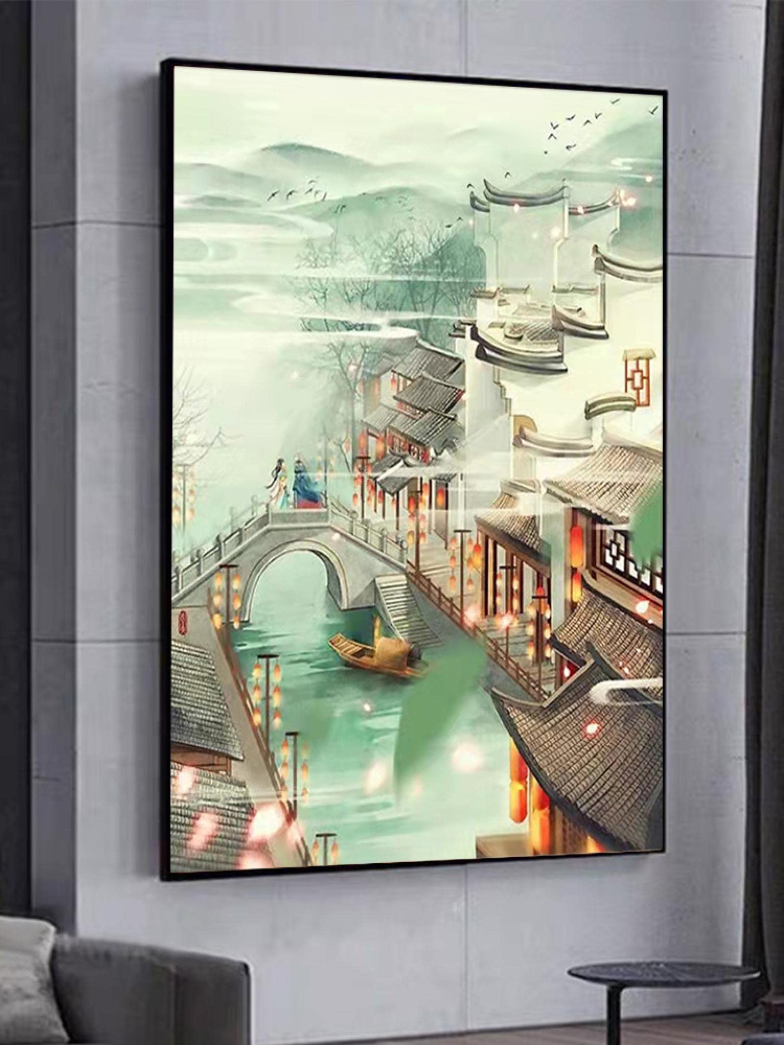 Amazon.co.jp: Mengli Jiangnan ヴィンテージ風景画 キャンバス絵画