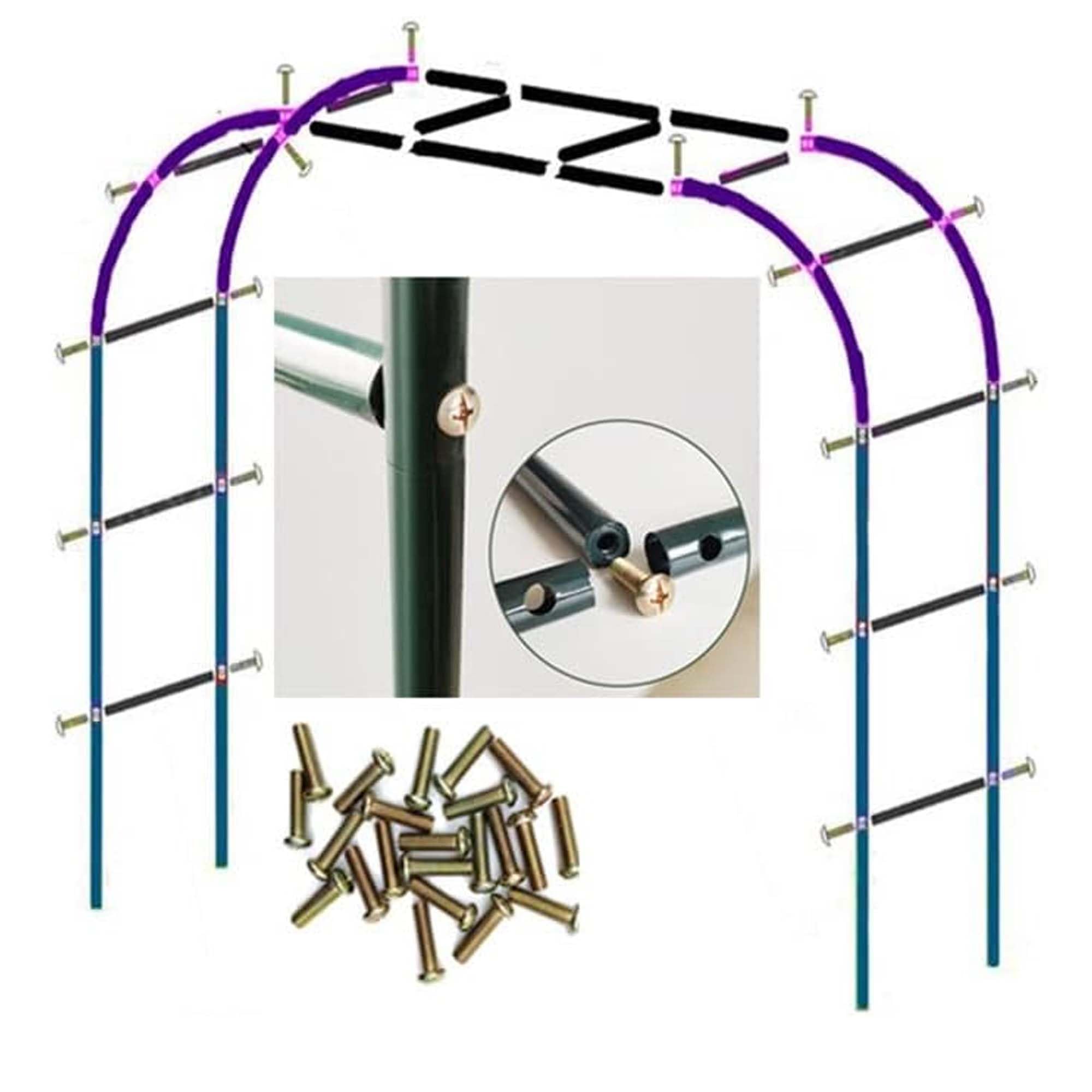 Wytrzymała metalowa podpora do altanki ogrodowej, odporna na warunki atmosferyczne, metalowa kratka do dekoracji ślubnych, pnączy i imprez (czarna, szer. 350 cm x wys. 220 cm)