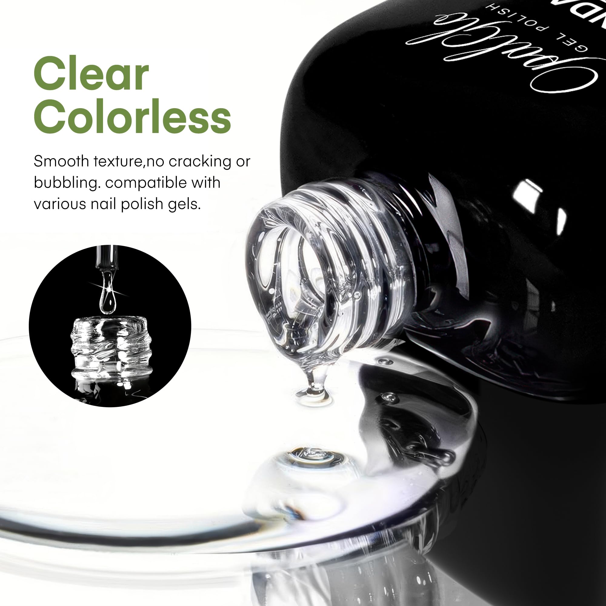 OpalGlo 2pcs 15ml No Wipe Top Coat and Base Coat Gel Polish Kit, 0.51 fl.oz each, Soak-Off UV/LED Cured